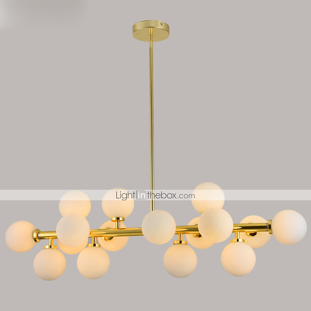 16 Bulbs 90cm(35.4") LED Gold Pendant Light Metal Glass Sputnik Electroplated 3.9" Lampshades Molecular Nordic Chandelier for Home Bedroom Kitchen 2025 - $377.89 –P4