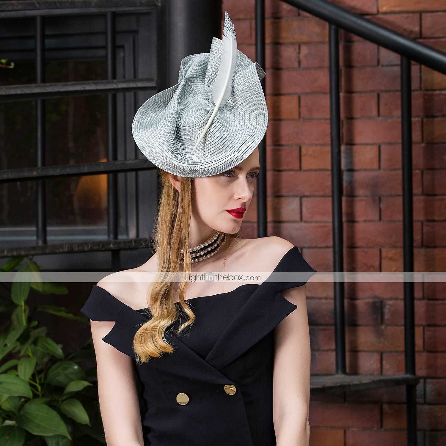 fascinators polyester kentucky derbyhatt / huvudbonader med fjäder / blommig 1 st bröllop / fest / kväll / teparty headpiece 2025 - $54.99 –P3