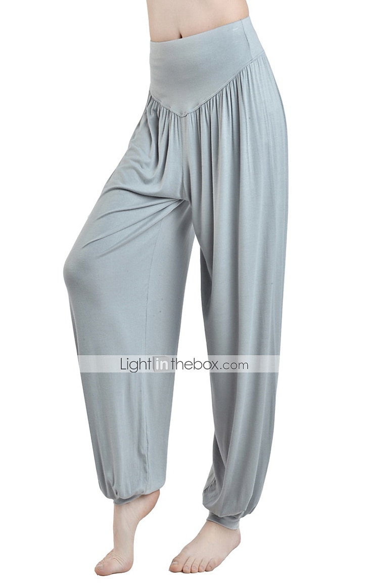 dames harembroek ademend sneldrogend vochtafvoerend zumba buikdans yoga bloeiers bodems licht paars wit zwart modal spandex plus size sport activewear hoge elasticiteit losse pasvorm 2025 - $18.99 –P12