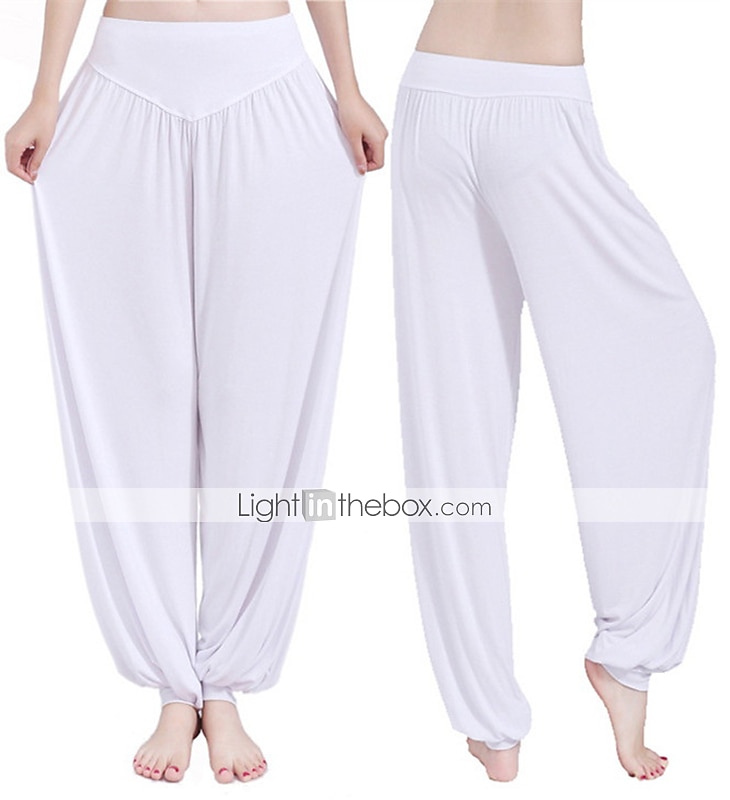 dames harembroek ademend sneldrogend vochtafvoerend zumba buikdans yoga bloeiers bodems licht paars wit zwart modal spandex plus size sport activewear hoge elasticiteit losse pasvorm 2025 - $18.99 –P13