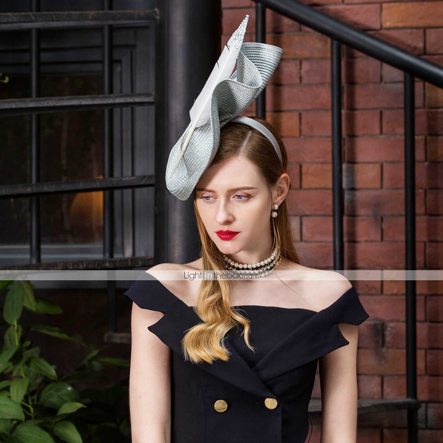 fascinators polyester kentucky derbyhatt / huvudbonader med fjäder / blommig 1 st bröllop / fest / kväll / teparty headpiece 2025 - $54.99 –P2