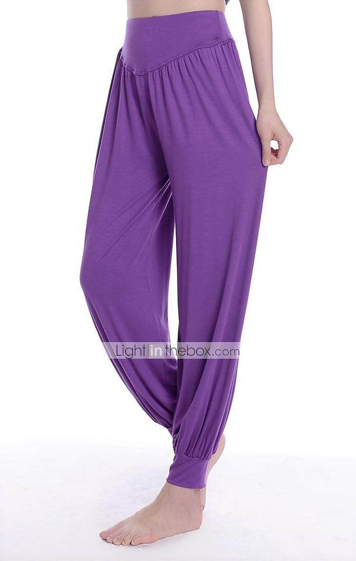 dames harembroek ademend sneldrogend vochtafvoerend zumba buikdans yoga bloeiers bodems licht paars wit zwart modal spandex plus size sport activewear hoge elasticiteit losse pasvorm 2025 - $18.99 –P7