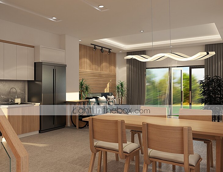 lampada a sospensione a led 97cm 36w forma d'onda acrilico moderna semplice lampada a sospensione con telecomando per sala studio ufficio sala da pranzo apparecchio di illuminazione del 2025 a $297.99 –P2