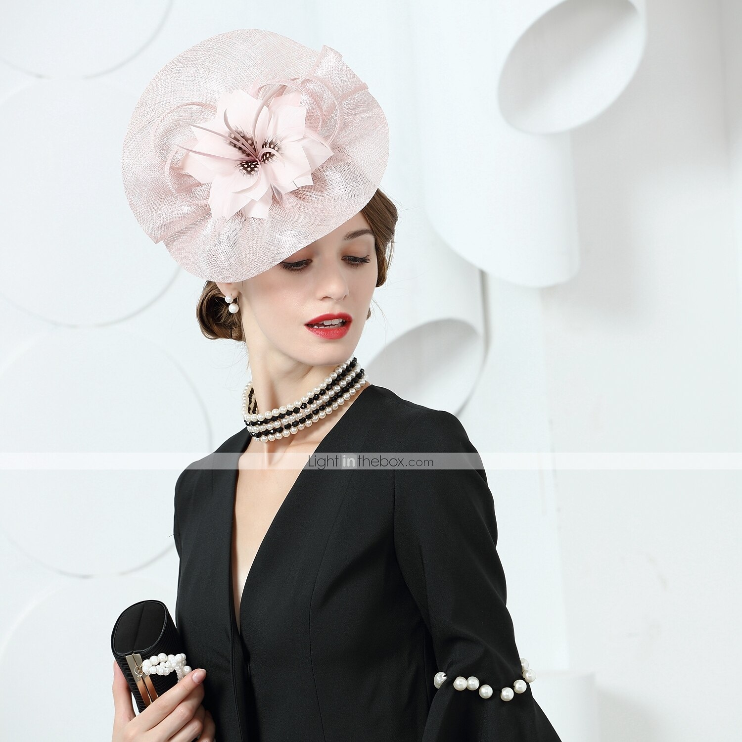 Linfrø Kentucky Derby-hatt / Hodeplagg med Fjær / Blomster 1 stk Bryllup / Fest / aften / Hesteløp Hodeplagg 2025 - $49.99 –P5