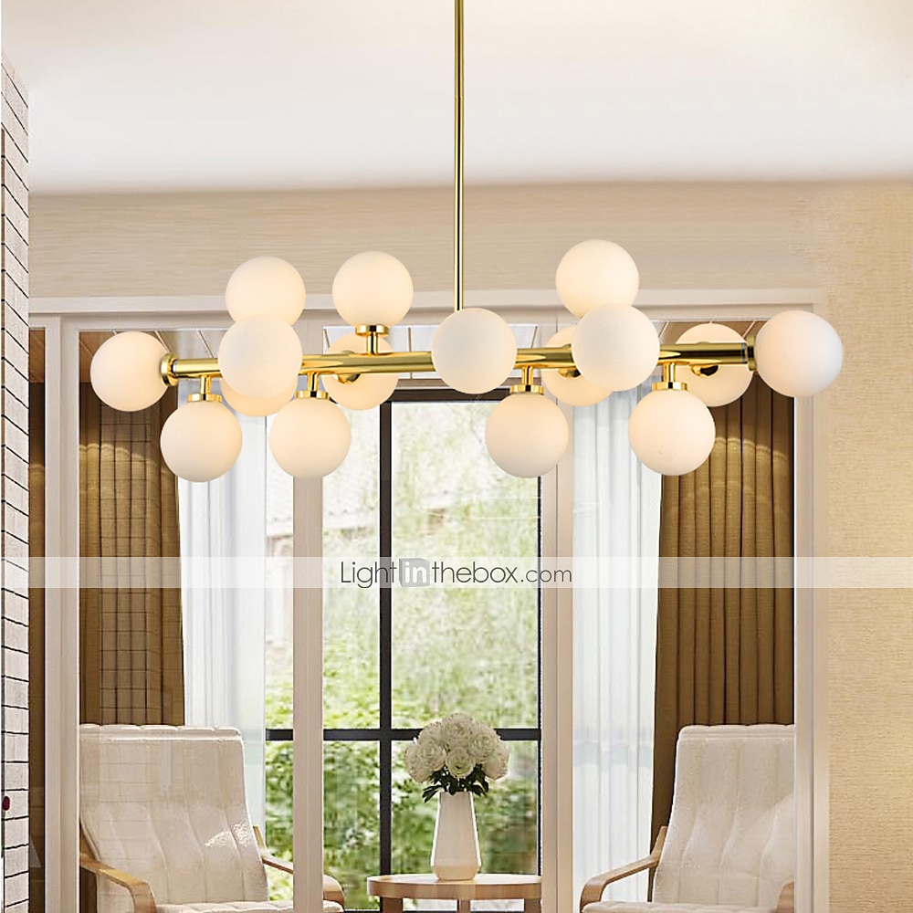 16 Bulbs 90cm(35.4") LED Gold Pendant Light Metal Glass Sputnik Electroplated 3.9" Lampshades Molecular Nordic Chandelier for Home Bedroom Kitchen 2025 - $377.89 –P3