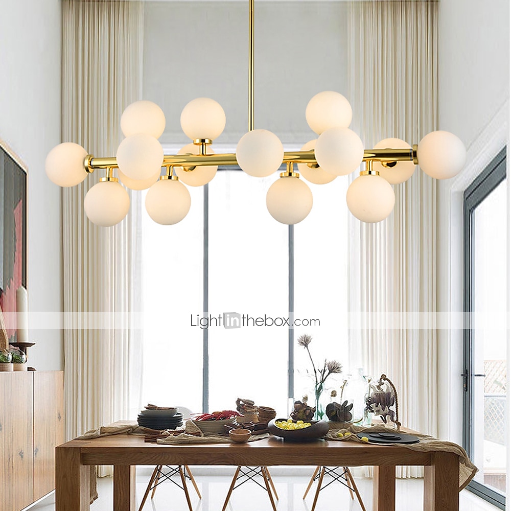 16 Bulbs 90cm(35.4") LED Gold Pendant Light Metal Glass Sputnik Electroplated 3.9" Lampshades Molecular Nordic Chandelier for Home Bedroom Kitchen 2025 - $377.89 –P5