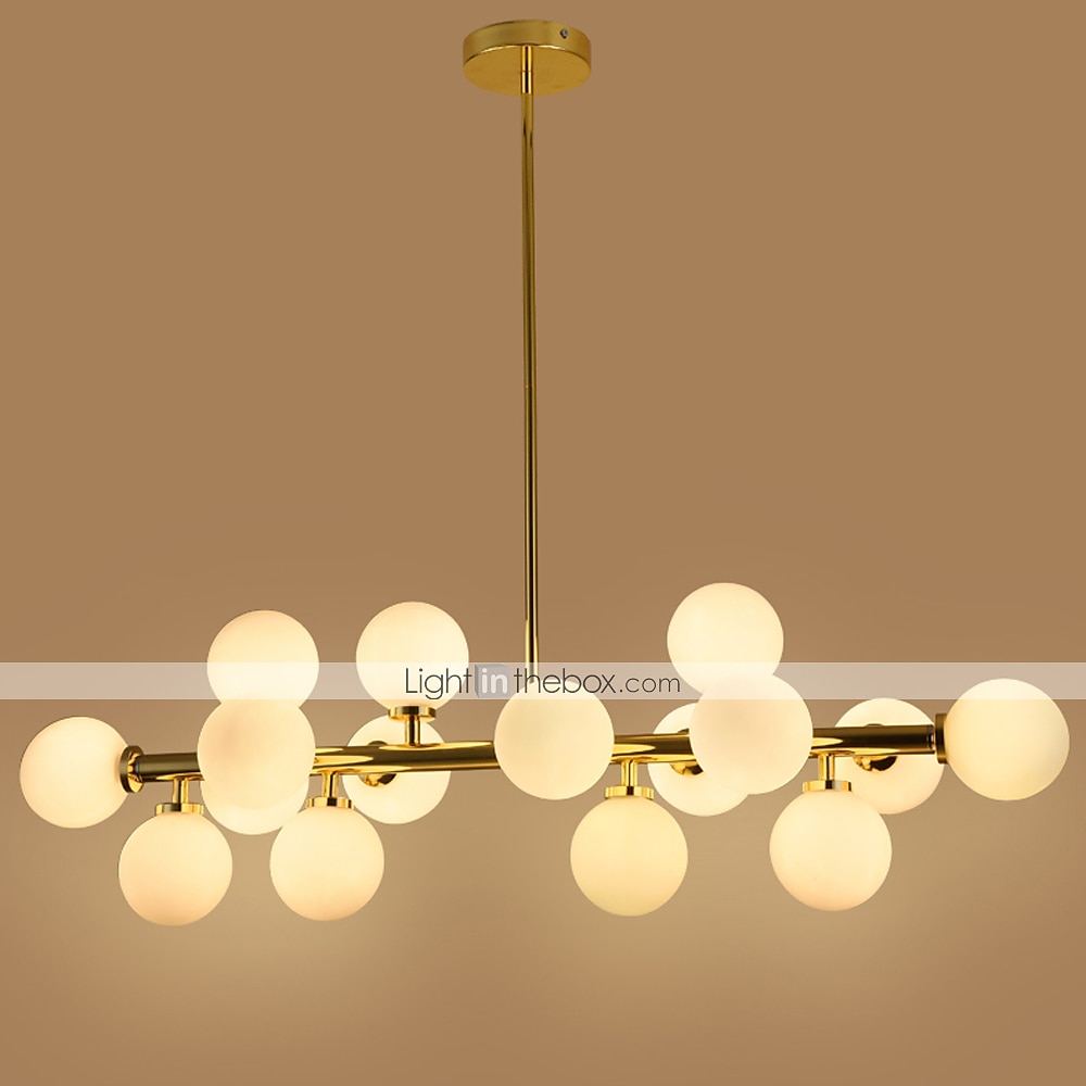 16 Bulbs 90cm(35.4") LED Gold Pendant Light Metal Glass Sputnik Electroplated 3.9" Lampshades Molecular Nordic Chandelier for Home Bedroom Kitchen 2025 - $377.89 –P2