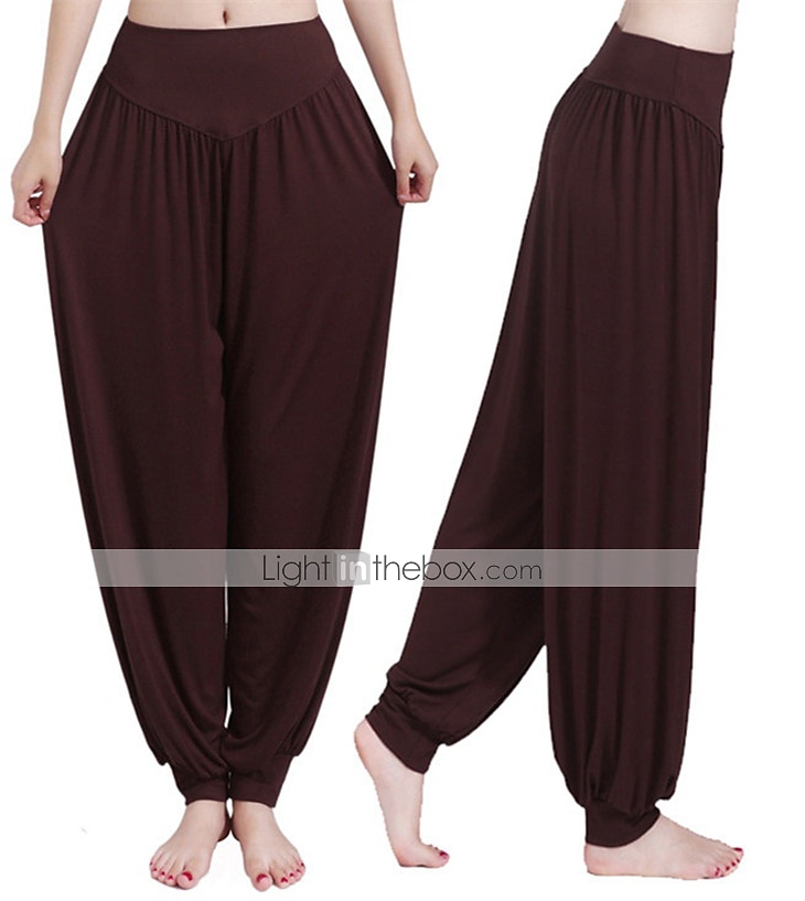 dames harembroek ademend sneldrogend vochtafvoerend zumba buikdans yoga bloeiers bodems licht paars wit zwart modal spandex plus size sport activewear hoge elasticiteit losse pasvorm 2025 - $18.99 –P9