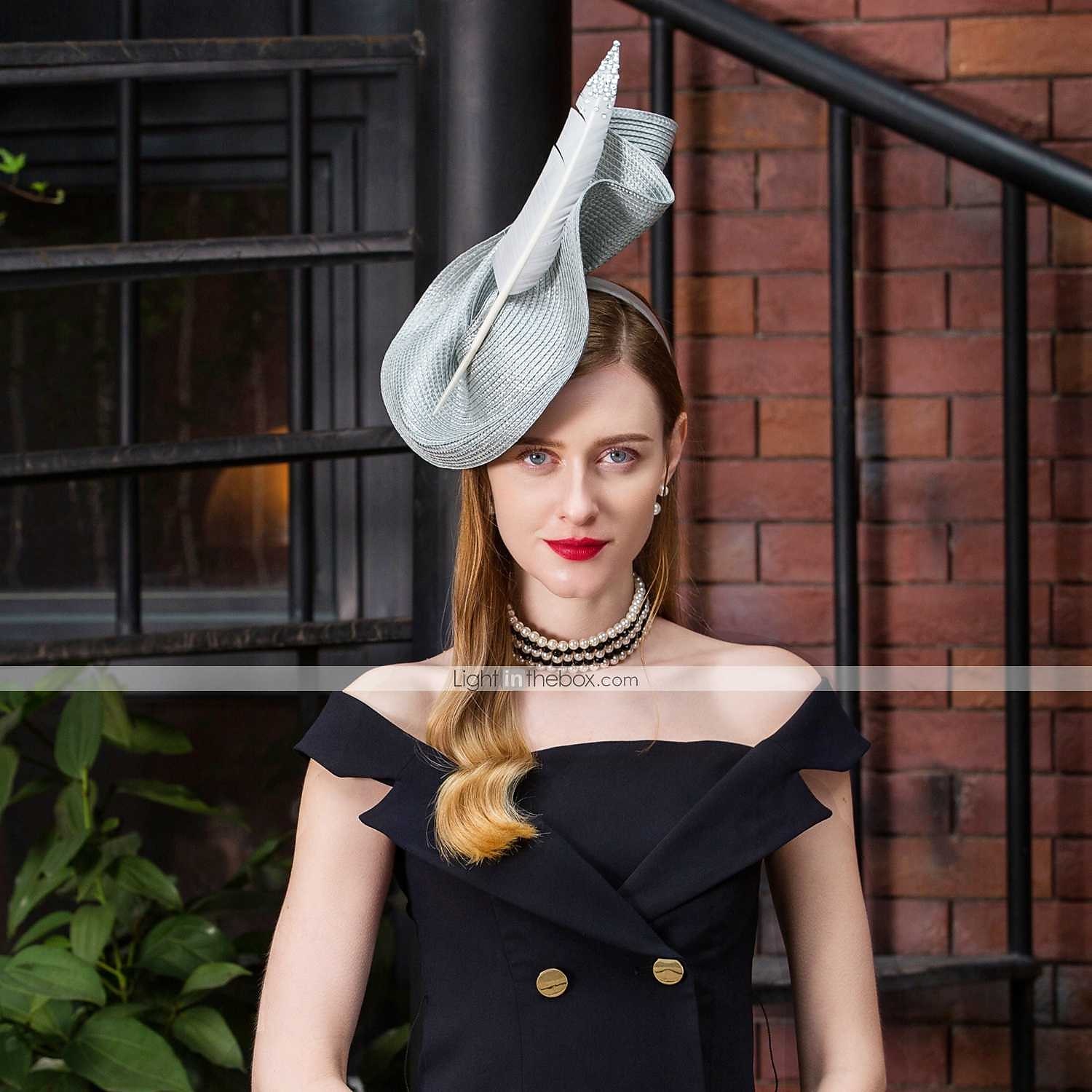 fascinators polyester kentucky derbyhatt / huvudbonader med fjäder / blommig 1 st bröllop / fest / kväll / teparty headpiece 2025 - $54.99 –P5