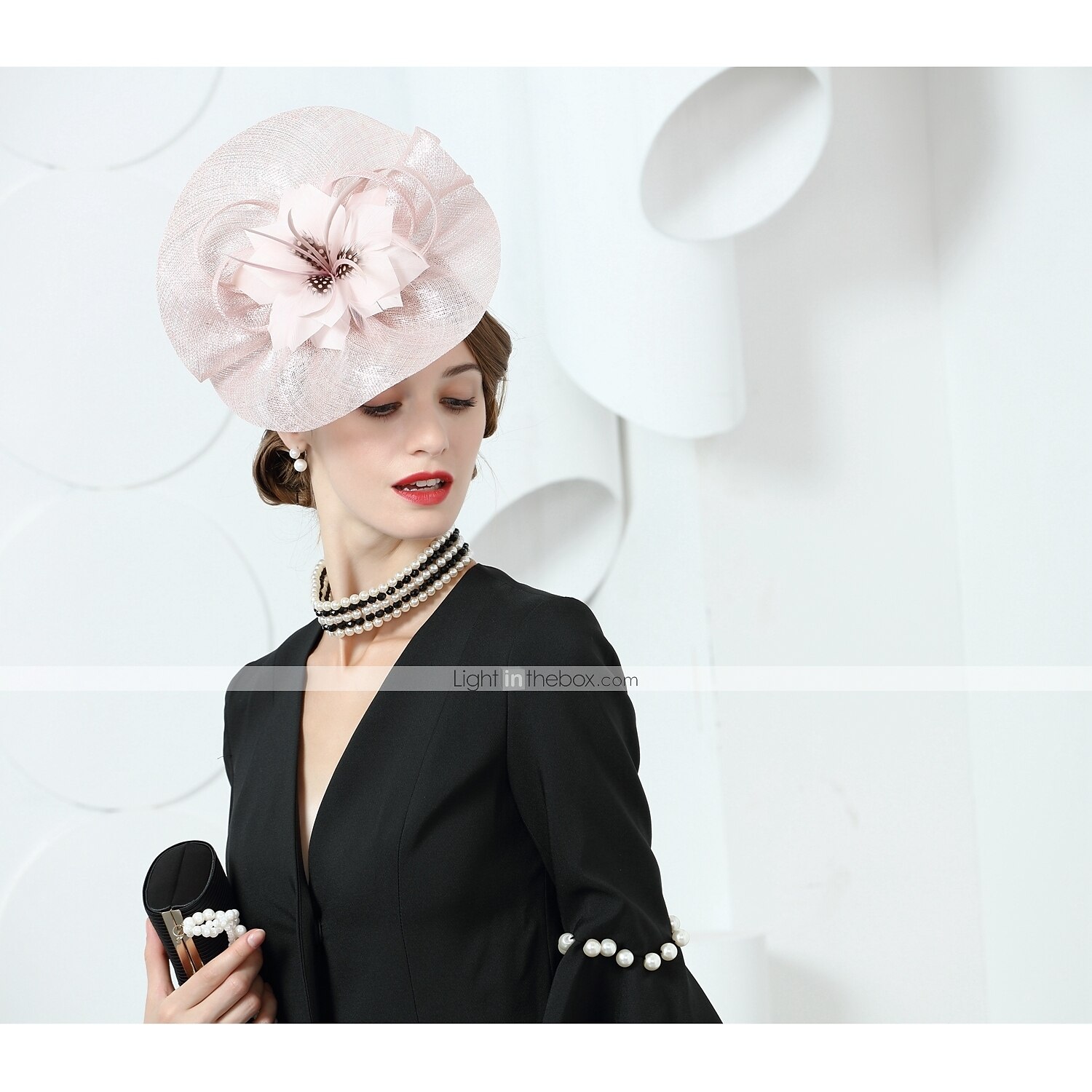Linfrø Kentucky Derby-hatt / Hodeplagg med Fjær / Blomster 1 stk Bryllup / Fest / aften / Hesteløp Hodeplagg 2025 - $49.99 –P6