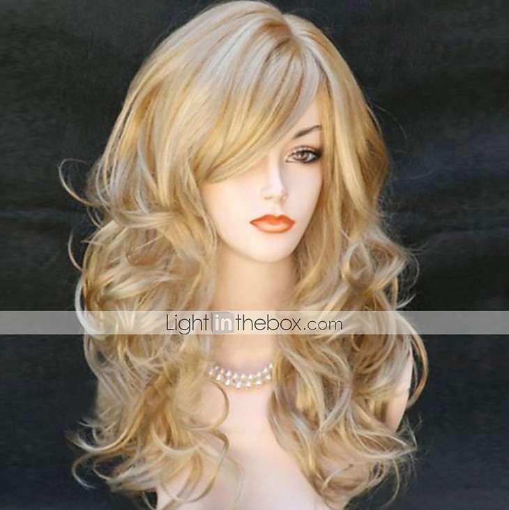 parrucche bionde per le donne parrucca sintetica onda del corpo ondulata con frangetta parrucca parte laterale delle donne capelli sintetici parrucche bionde biondo lungo nero / rosso biondo nero 22 del 2025 a $21.99 –P2