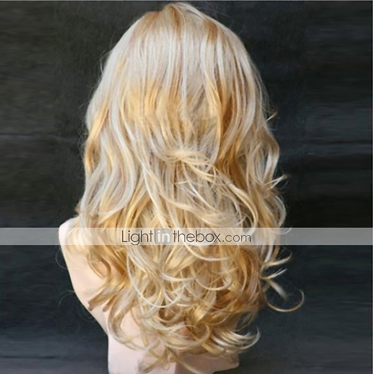 parrucche bionde per le donne parrucca sintetica onda del corpo ondulata con frangetta parrucca parte laterale delle donne capelli sintetici parrucche bionde biondo lungo nero / rosso biondo nero 22 del 2025 a $21.99 –P3