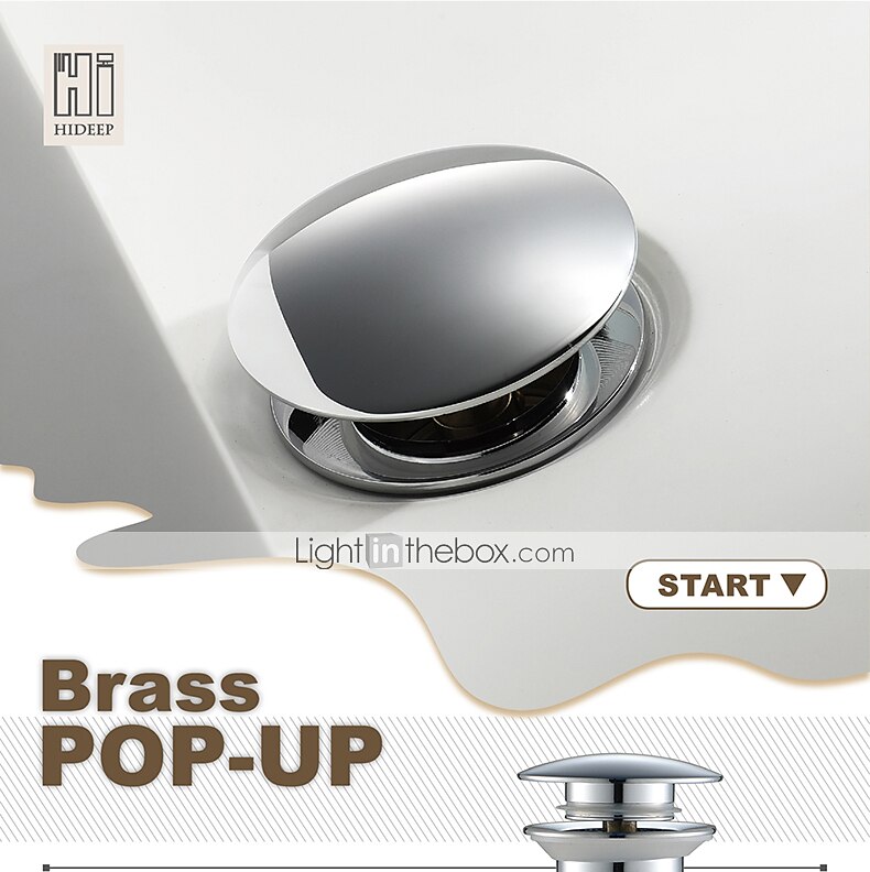 pop-up afvoer met overloop messing badkamer wastafel wastafel push down waste chromen afwerking 2025 - $27.99 –P1