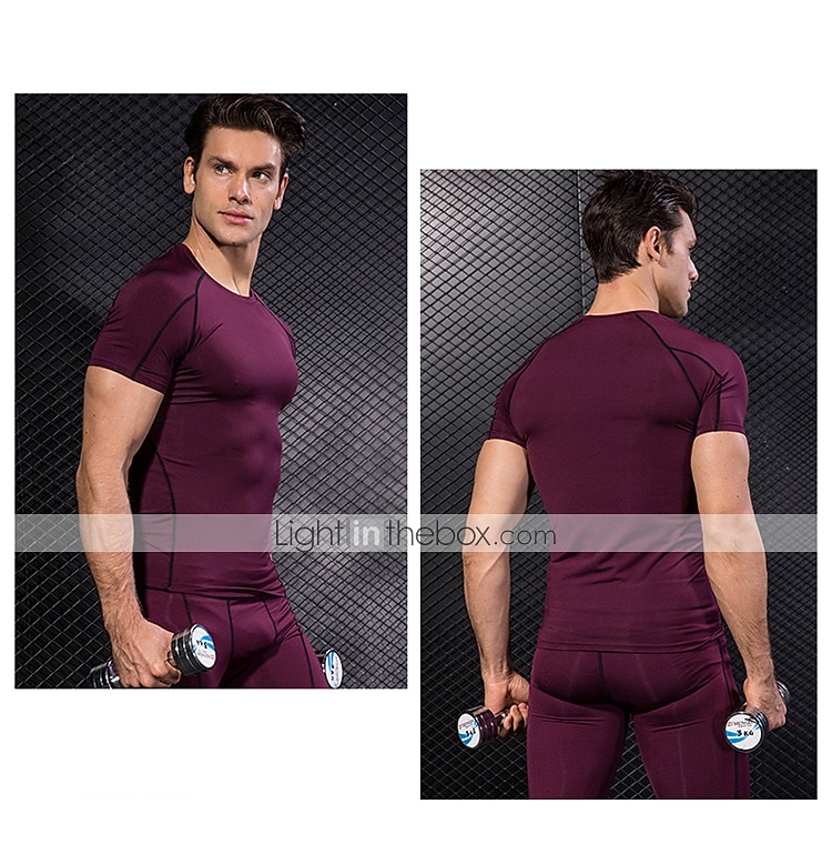 Hombre Camiseta Compresión Camiseta para correr Básico Manga Corta Camiseta Deportivo Otoño Licra Estiramiento de 4 maneras Transpirable Secado rápido Diseño Anatómico Aptitud física Entrenamiento de 2025 - $18.49 –P20