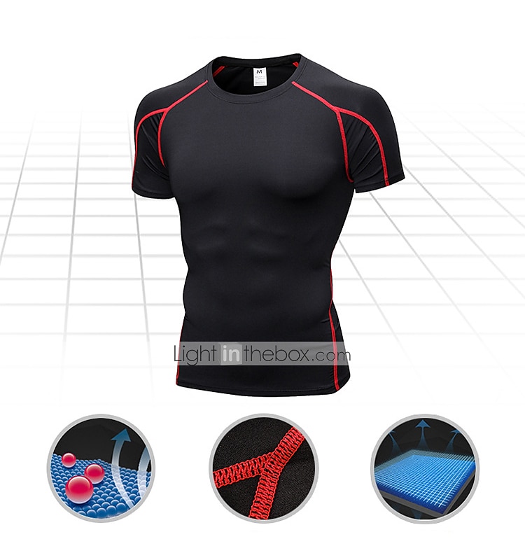 Hombre Camiseta Compresión Camiseta para correr Básico Manga Corta Camiseta Deportivo Otoño Licra Estiramiento de 4 maneras Transpirable Secado rápido Diseño Anatómico Aptitud física Entrenamiento de 2025 - $18.49 –P1