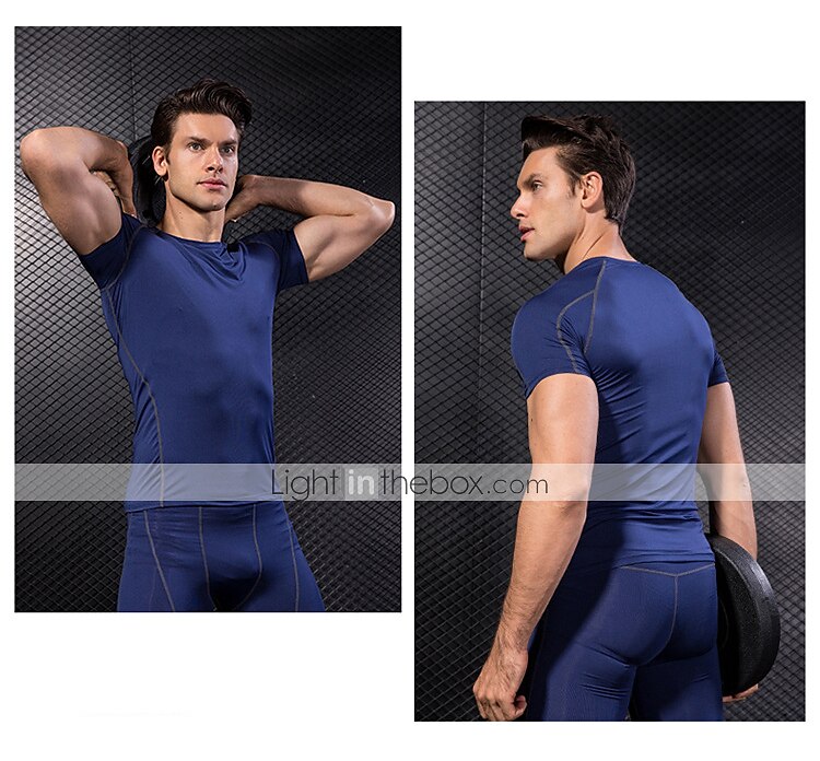 Hombre Camiseta Compresión Camiseta para correr Básico Manga Corta Camiseta Deportivo Otoño Licra Estiramiento de 4 maneras Transpirable Secado rápido Diseño Anatómico Aptitud física Entrenamiento de 2025 - $18.49 –P18