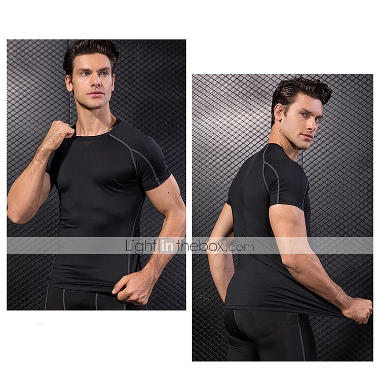 Hombre Camiseta Compresión Camiseta para correr Básico Manga Corta Camiseta Deportivo Otoño Licra Estiramiento de 4 maneras Transpirable Secado rápido Diseño Anatómico Aptitud física Entrenamiento de 2025 - $18.49 –P14