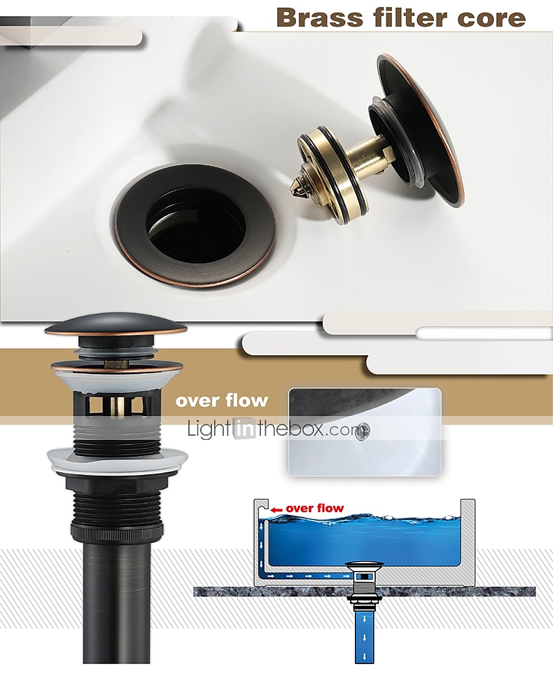Faucet accessory - Superior Quality - Contemporary Brass Pop-up Water Drain With Overflow - Finish - Oil Rubbed Bronze 2025 - $29.99 –P5