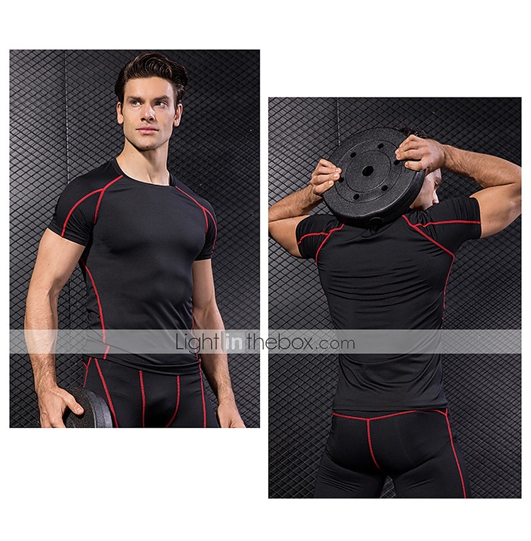Hombre Camiseta Compresión Camiseta para correr Básico Manga Corta Camiseta Deportivo Otoño Licra Estiramiento de 4 maneras Transpirable Secado rápido Diseño Anatómico Aptitud física Entrenamiento de 2025 - $18.49 –P16