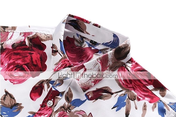 Herren Blumen Hemd Knopfhemd Langarm Vintage Designer Basic Täglich Festtage Frühling & Herbst Kragen Bedruckt Schwarz Rote Blau 2025 - $25.99 –P1