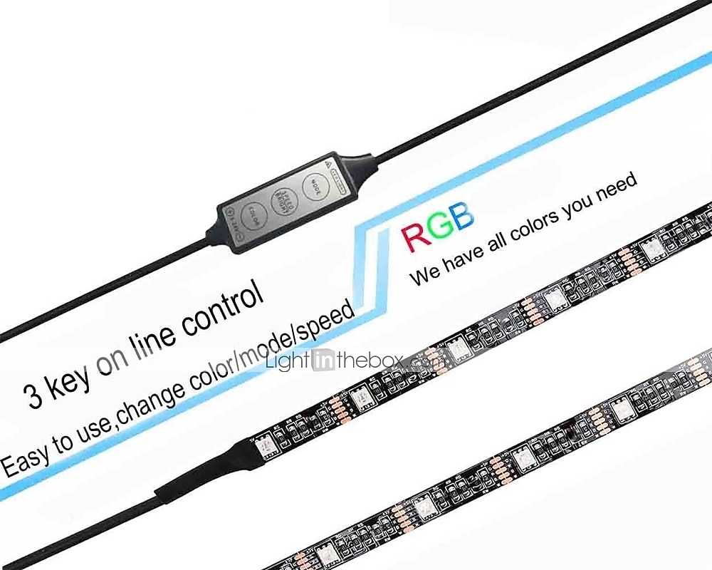 2-метровая водонепроницаемая светодиодная лента RGB, светодиодная лента на батарейках с мини-контроллером с тремя кнопками, многоцветная светодиодная лента для спальни, поделок, вечеринок и домашнего декора 2025 - $17.99 –P2