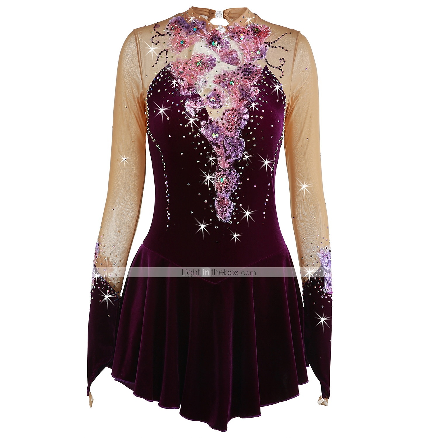 Rochie de Patinaj Artistic Pentru femei Fete Πατινάζ στο πάγο Rochii Ținute Yan roz Ametist Violet Flori Spandex Înaltă Elasticitate Competiție Ținută Patinaj Cald Confecționat Manual Cu bijuterii 2025 - $116.99 –P12