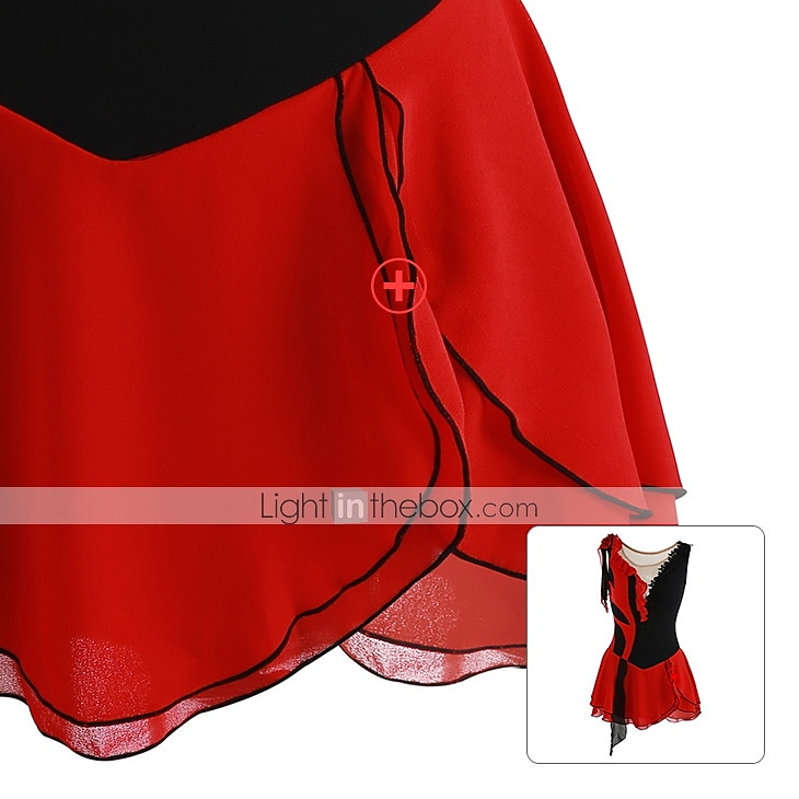 Eiskunstlaufkleid Damen Mädchen Eislaufen Kleider Austattungen Yan-pink Violett Wie im Bild Patchwork Asymmetrischer Saum Gitter Spandex Hochelastisch Praxis Professionell Wettbewerb 2025 - $116.99 –P8