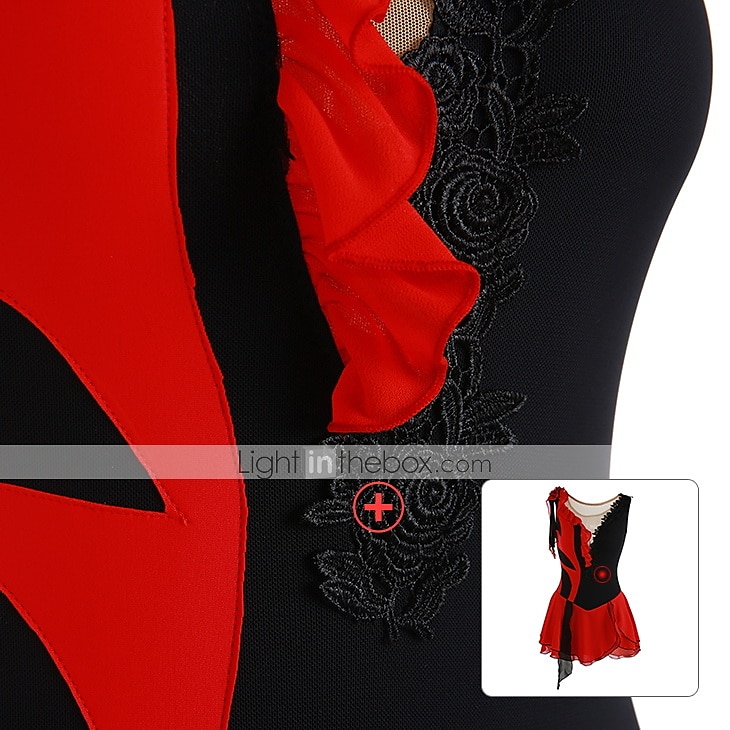 Eiskunstlaufkleid Damen Mädchen Eislaufen Kleider Austattungen Yan-pink Violett Wie im Bild Patchwork Asymmetrischer Saum Gitter Spandex Hochelastisch Praxis Professionell Wettbewerb 2025 - $116.99 –P7