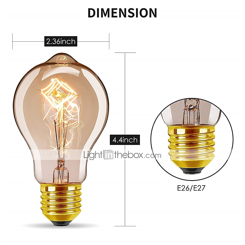 6pcs 40 W E26 / E27 A60(A19) Warm White 2200-2700 k Retro / Dimmable / Decorative Incandescent Vintage Edison Light Bulb 220-240 V 2025 - $25.99 –P5