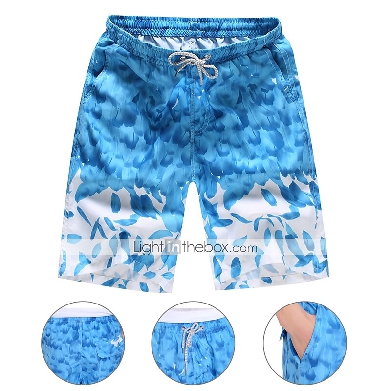 Herr Badshorts Boardshorts Lättvikt Snabb tork Underdelar Snörning Med fickor Simmning Surfing Strand Vattensport Tryckt Vår Sommar Höst 2025 - $10.49 –P3