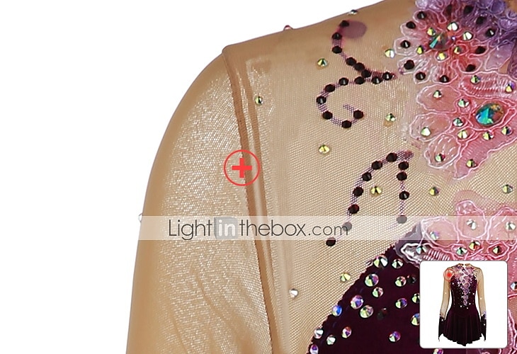 Rochie de Patinaj Artistic Pentru femei Fete Πατινάζ στο πάγο Rochii Ținute Yan roz Ametist Violet Flori Spandex Înaltă Elasticitate Competiție Ținută Patinaj Cald Confecționat Manual Cu bijuterii 2025 - $116.99 –P4