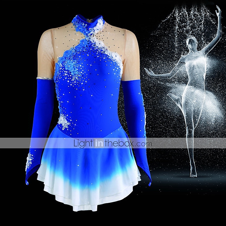 Robe de Patinage Artistique Femme Fille Patinage Robes Tenue Violet Noir  Blanche Patchwork Maille Spandex Dentelle Haute élasticité Compétition  Tenue de Patinage Fait à la main Cristal / Stras manche de 2024 ? $139.99