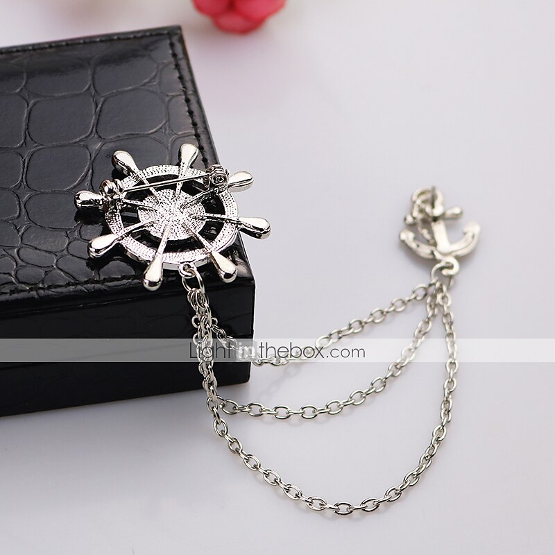 Per uomo Zircone cubico Spille Alla moda Collegamento / catena Creativo Ancora Importante Di tendenza Formale Spilla Gioielli Argento Oro Per Feste Matrimonio del 2025 a $8.99 –P2