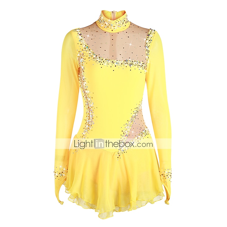 Figure Skating Dress Women's Girls' Ice Skating Dress Outfits Violet White Black Spandex High Elasticity Competition Skating Wear Warm Handmade Jeweled Rhinestone Long Sleeve Ice Skating Figure 2026 - $163.99 –P1