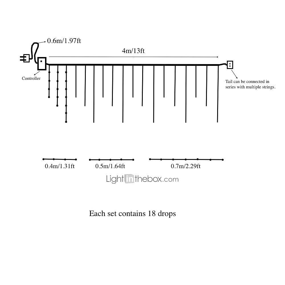 4m 13ft 96 LED String Lights Dip LED US Plug 110V-120V EU Plug 220V-240V Extendable Curtain Linkable 8 Modes Christmas Decorative Rope String Twinkle Light Warm Cold White RGB 2025 - $22.99 –P3