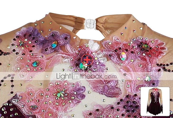 Rochie de Patinaj Artistic Pentru femei Fete Πατινάζ στο πάγο Rochii Ținute Yan roz Ametist Violet Flori Spandex Înaltă Elasticitate Competiție Ținută Patinaj Cald Confecționat Manual Cu bijuterii 2025 - $116.99 –P3