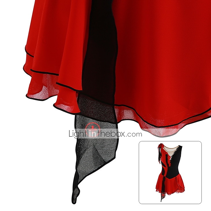 Eiskunstlaufkleid Damen Mädchen Eislaufen Kleider Austattungen Yan-pink Violett Wie im Bild Patchwork Asymmetrischer Saum Gitter Spandex Hochelastisch Praxis Professionell Wettbewerb 2025 - $116.99 –P9
