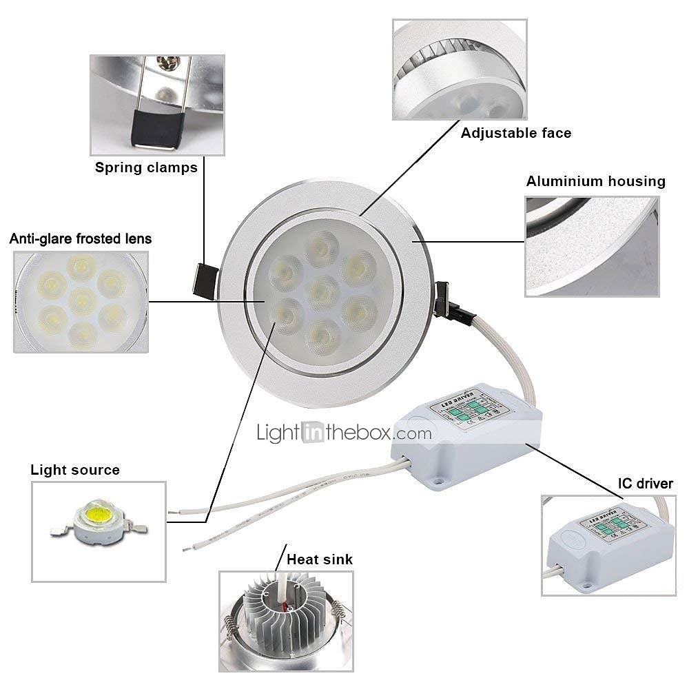 5 шт. 7 W Точечное LED освещение LED Ceilling Light Recessed Downlight 7 Светодиодные бусины Высокомощный LED Декоративная Тёплый белый Холодный белый 175-265 V / RoHs / 90 2025 - $45.99 –P3