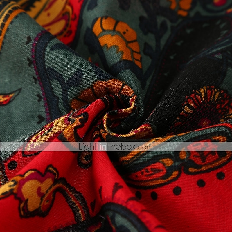 Pánské Kašmírový vzor Etno Košile Dlouhý rukáv Vinobraní Módní Chladný ulice Denní Dovolená Jaro & podzim Límeček Žlutá Armádní zelená Rubínově červená Trávová zelená 2026 - $27.99 –P3