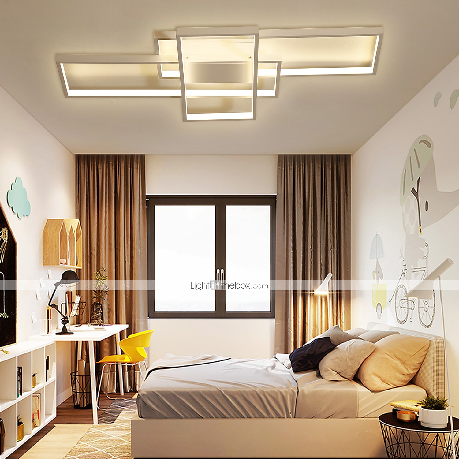 90cm led stropní svítidla 3světelná lineární zapuštěná montáž ambientní světlo stmívatelné lakované povrchy kovový hliník geometrický vzor moderní jednoduché pouze stmívatelné pomocí dálkového 2025 - $113.99 -P7