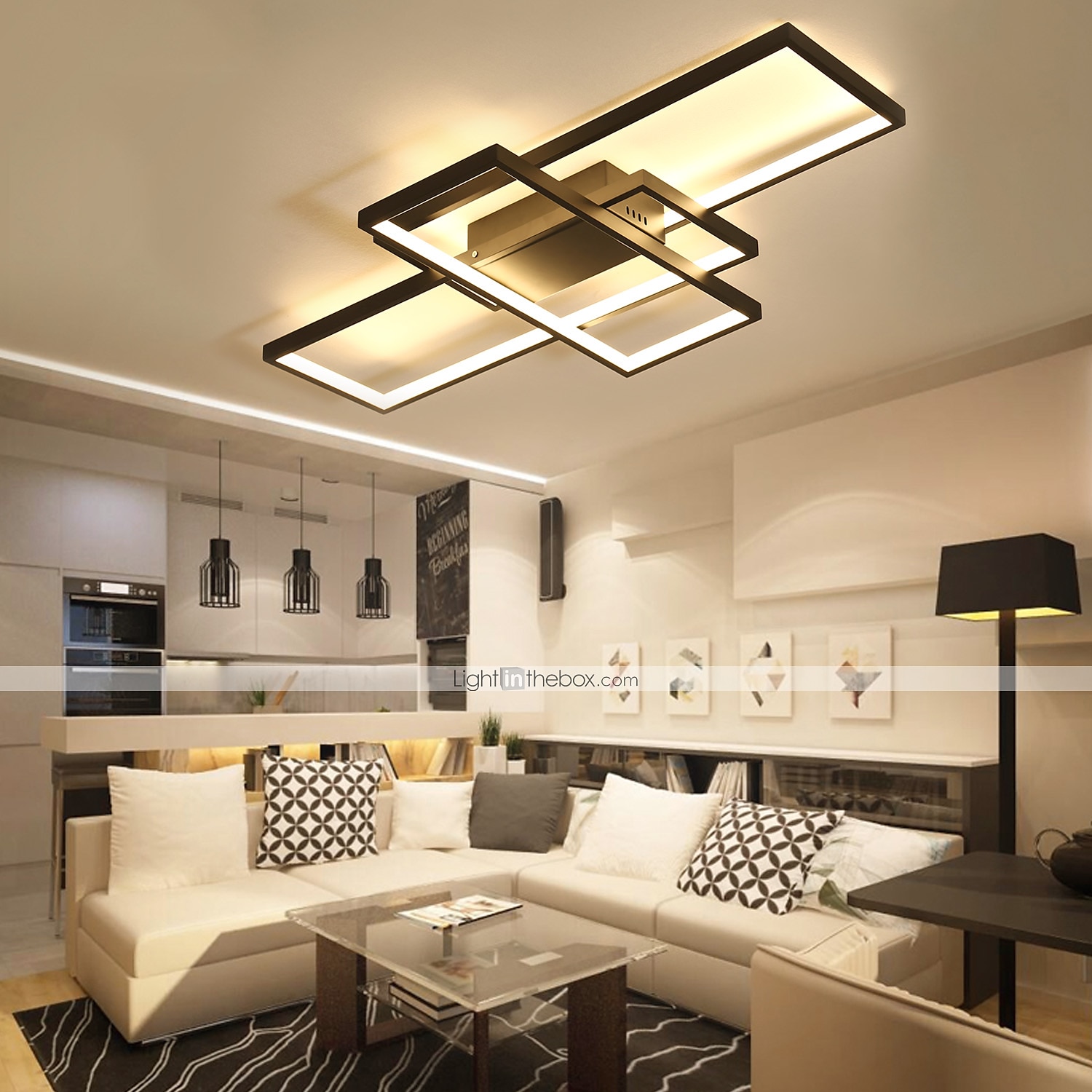 90cm led stropní svítidla 3světelná lineární zapuštěná montáž ambientní světlo stmívatelné lakované povrchy kovový hliník geometrický vzor moderní jednoduché pouze stmívatelné pomocí dálkového 2025 - $113.99 -P11