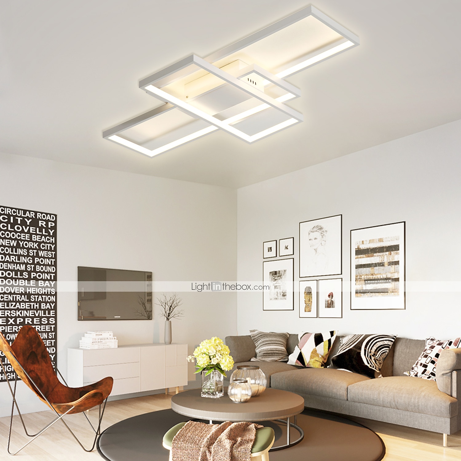 90cm led stropní svítidla 3světelná lineární zapuštěná montáž ambientní světlo stmívatelné lakované povrchy kovový hliník geometrický vzor moderní jednoduché pouze stmívatelné pomocí dálkového 2025 - $113.99 -P6