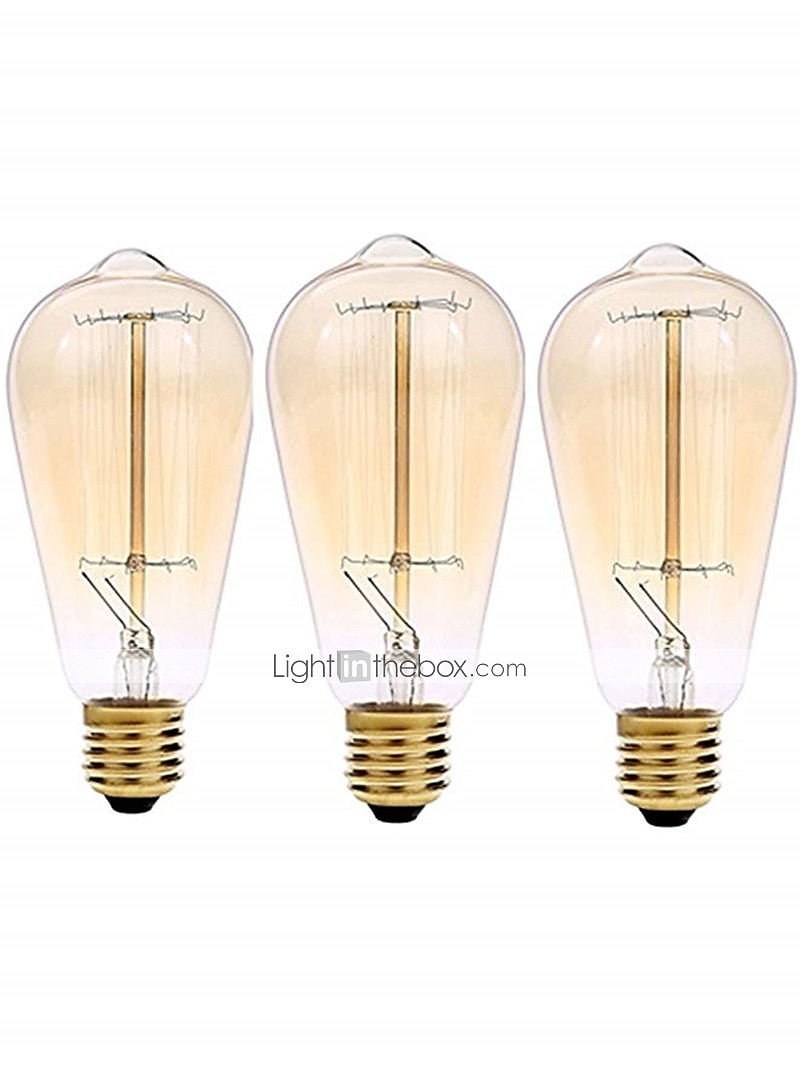 3kpl 40w edison vintage hehkulamppu himmennettävä e26 e27 st64 kynttelikkö hehkulanka keltainen lämmin valkoinen valaisimeen 220-240v 2026 - $13.99 –P6