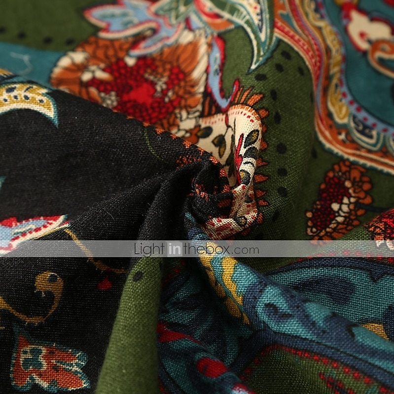 Pánské Kašmírový vzor Etno Košile Dlouhý rukáv Vinobraní Módní Chladný ulice Denní Dovolená Jaro & podzim Límeček Žlutá Armádní zelená Rubínově červená Trávová zelená 2026 - $27.99 –P7