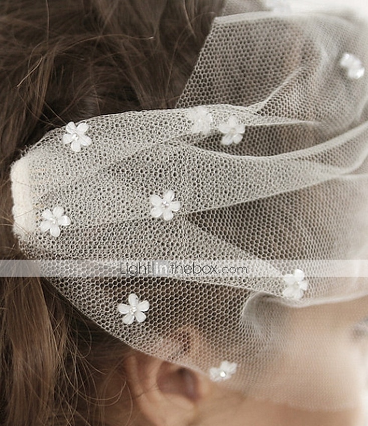 1 strato Stile vintage / Classico Veli da sposa Veletta con Colore Puro / Cristalli / Strass Tulle / A gabbia del 2025 a $10.99 –P1