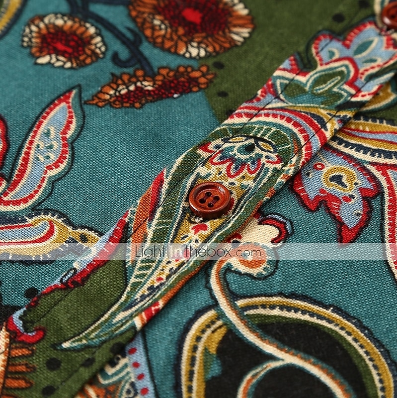 Pánské Kašmírový vzor Etno Košile Dlouhý rukáv Vinobraní Módní Chladný ulice Denní Dovolená Jaro & podzim Límeček Žlutá Armádní zelená Rubínově červená Trávová zelená 2026 - $27.99 –P1