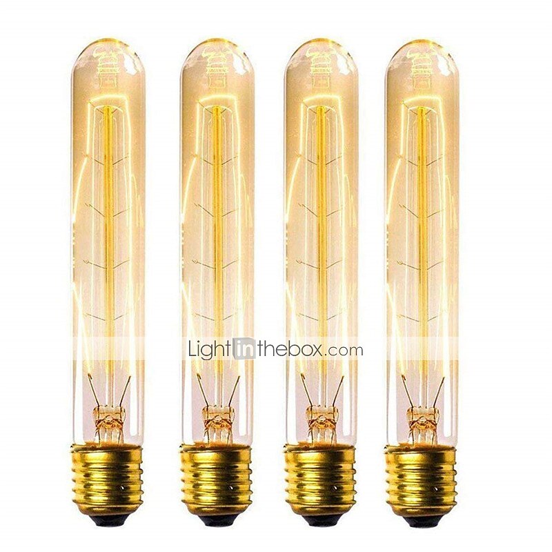 5pcs T9/T185 40W Vintage Edison Light Bulbs Antique Incandescent Bulb E26 E27 Tubular Bulb Nostalgic Tungsten Filament Golden Tinted Glass for Industrial Wall Sconces Pendant Lighting 220-240V 2025 - $27.99 –P6