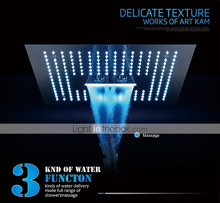 2025年 隠されたレインフォールシャワーヘッド 400*400 ミリメートル LED ライト、 16 インチ天井レインフォールシャワーヘッド 304 ステンレス鋼、レインシャワー 3 機能 LED シャワーヘッドスクエアスパ滝シャワーパネル  コレクション – $566.99 –P3