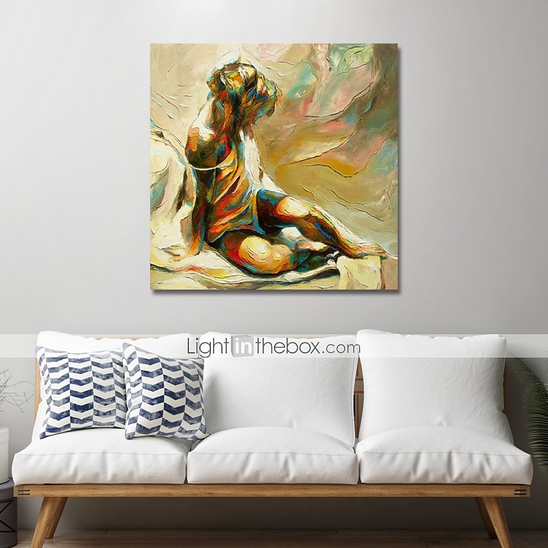 هانغ رسمت النفط الطلاء رسمت باليد مربع تجريدي الناس الحديث تشمل الإطار الداخلي 2025 - $158.99 –P10