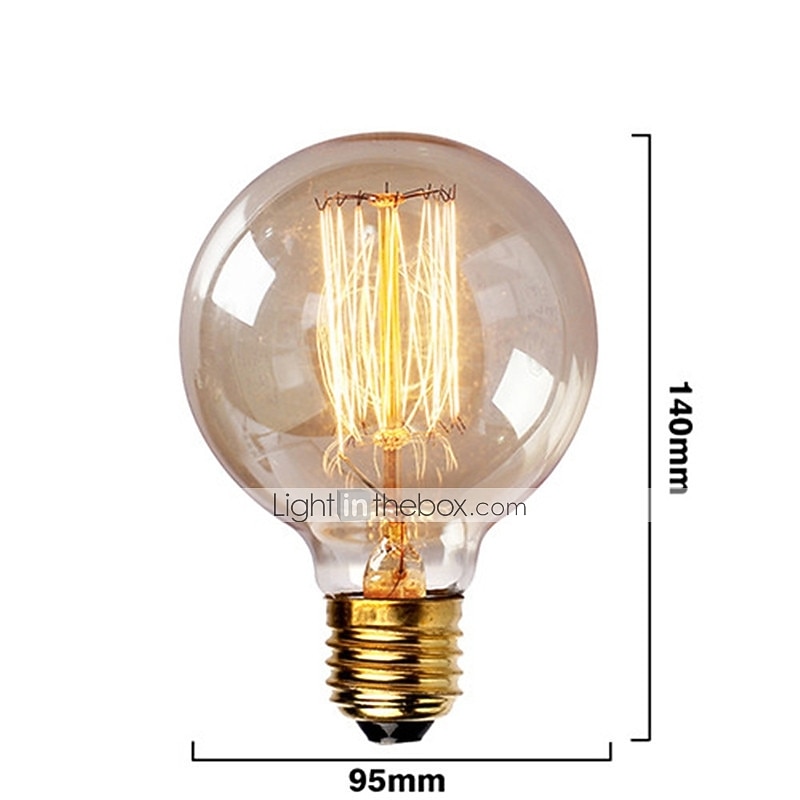 1pc Vintage Edison Bulbs with Spiral Filament 40W Dimmable E27 G95 Round Globe Large Antique Light Golden Finish Industrial Design Amber 2026 - $9.49 –P2